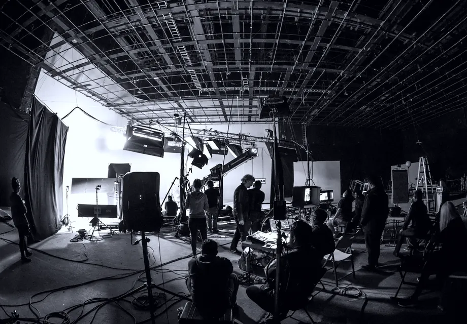 A production stage lit for a commercial shoot